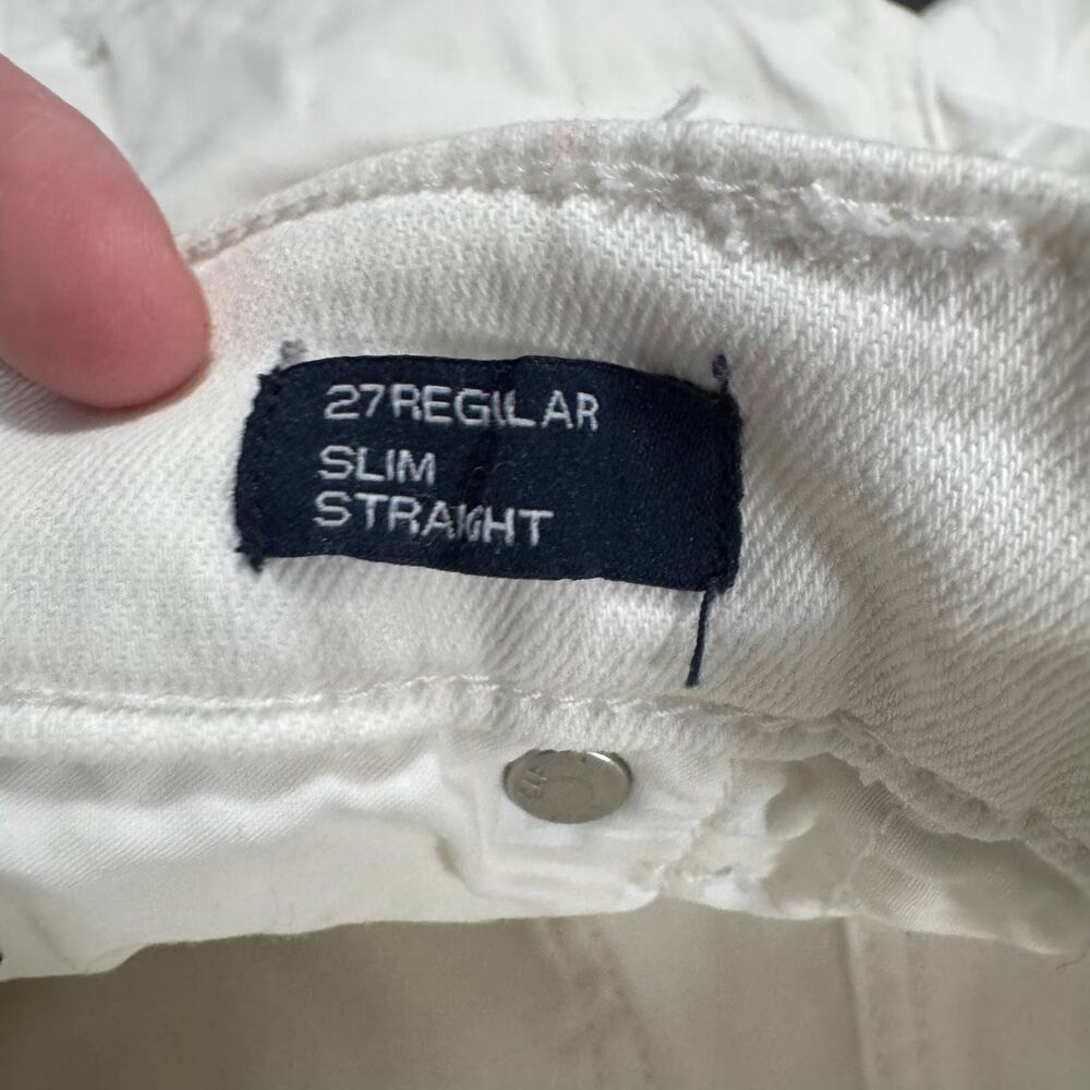 GAP Denim White Distressed Jeans Slim Straight Women's Size 27 Regular / Size 4 - Picture 9 of 12